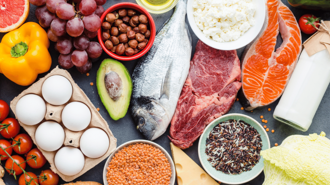 Alimentos com nutrientes essenciais ao corpo.